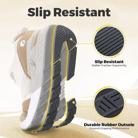 Wide Width Women's Walking Shoes Arch Support Flat Feet Heel Pain Relief Sneaker - Picture 4 of 7